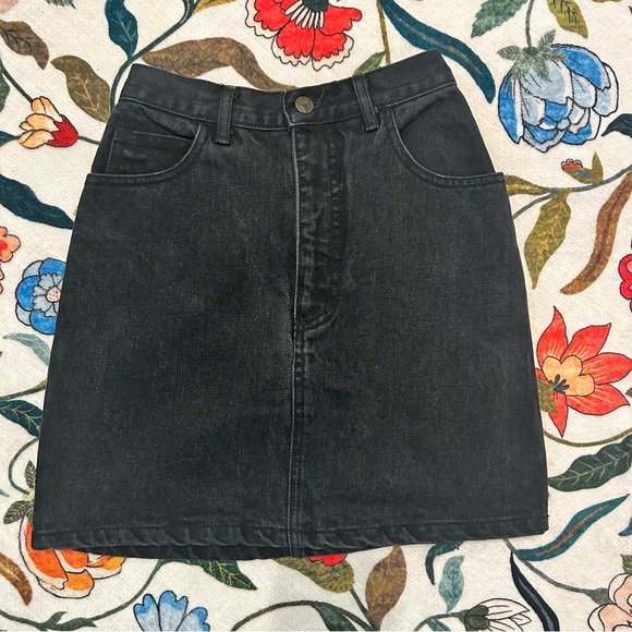 Vintage Georges Marciano for Guess Black Denim Mini Skirt - Picture 1 of 5